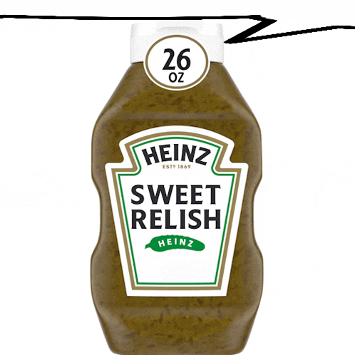 a bottle of heinz sweet relish has a white label
