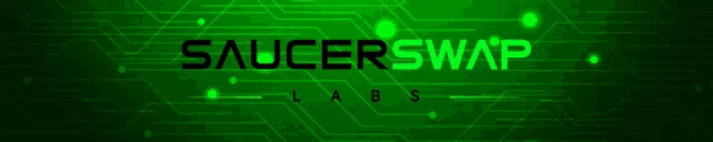 a green background with the words saucerswap labs written on it