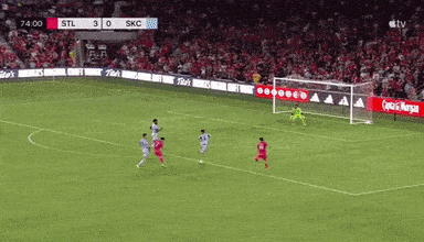 a soccer game is being played between stl and skc and the score is 3 to 0