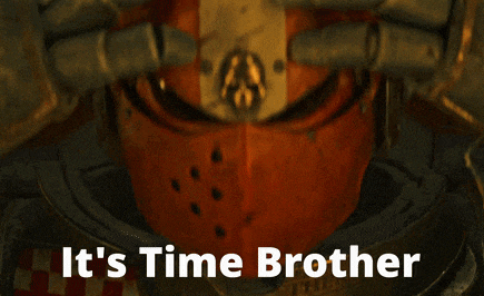 a picture of a robot with the words " it 's time brother " on it