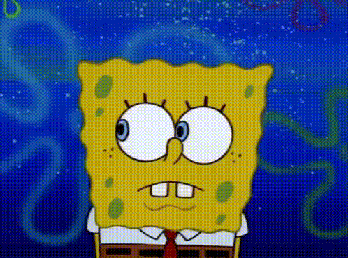 a close up of a cartoon character named spongebob with big eyes