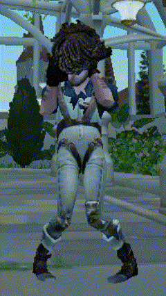 a video game character is standing on one leg