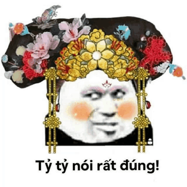 a cartoon of a woman wearing a crown of flowers with the words ty ty noi rat dung below her