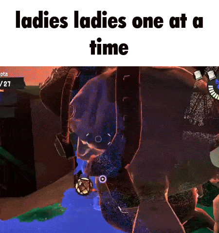 a screenshot of a video game that says ladies ladies one at a time .