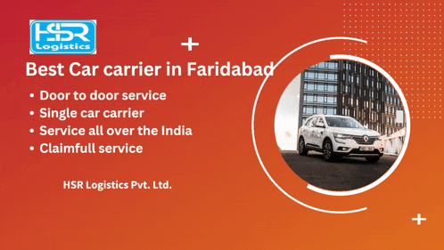 an ad for hsr logistics pvt. ltd. shows a white car