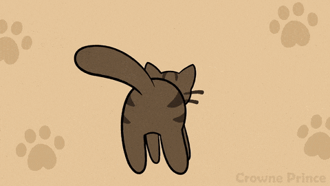 a cartoon drawing of a cat 's tail and paw prints with the name crowne prince on the bottom