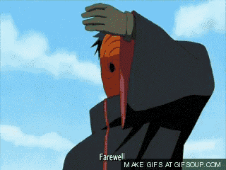 a cartoon character says farewell while covering his face with his hand