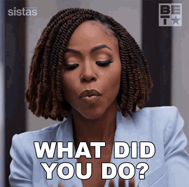 a woman blowing a kiss with the words what did you do behind her