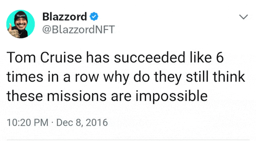 a tweet from blazzard about tom cruise giving a thumbs up