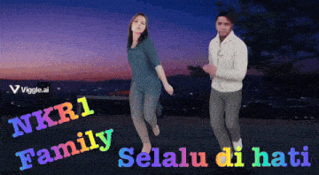 a man and a woman are dancing with the words nkr1 family selalu di hati behind them