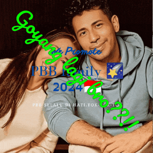 a man and a woman are sitting next to each other with the words pbb family 2024 on the bottom