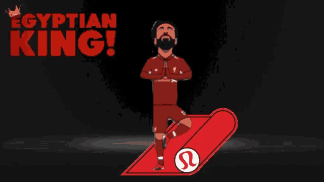 a cartoon of a soccer player with the words egyptian king on the bottom