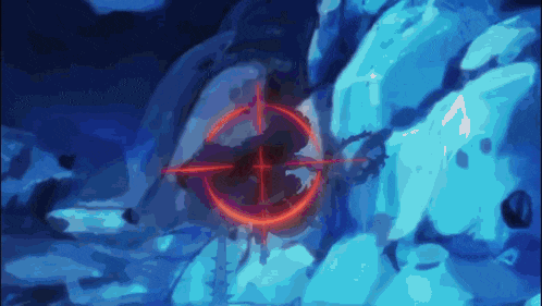 a blue background with a red circle in the center