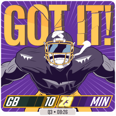an illustration of a football player with the words " got it "