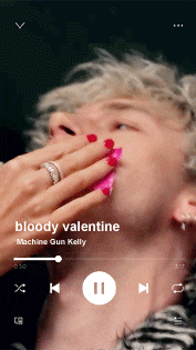 a man with red nails is playing a song called bloody valentine by machine gun kelly