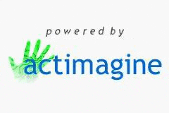 a logo for a company called actimagine with a handprint on it .