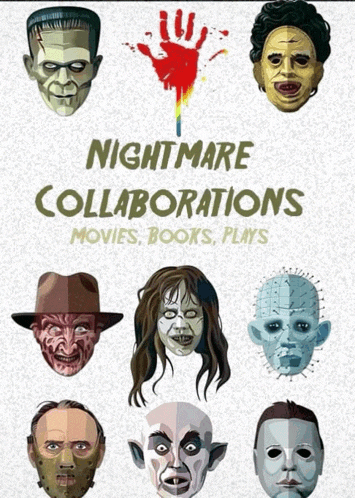 a poster for nightmare collaborations movies books plays with a hand on the bottom
