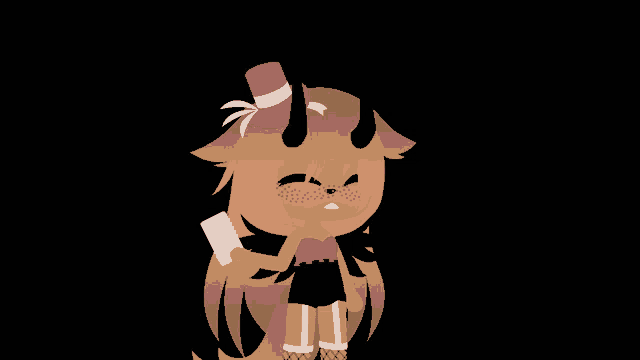a cartoon character wearing a top hat holds a cell phone