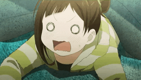 a girl with a surprised expression on her face