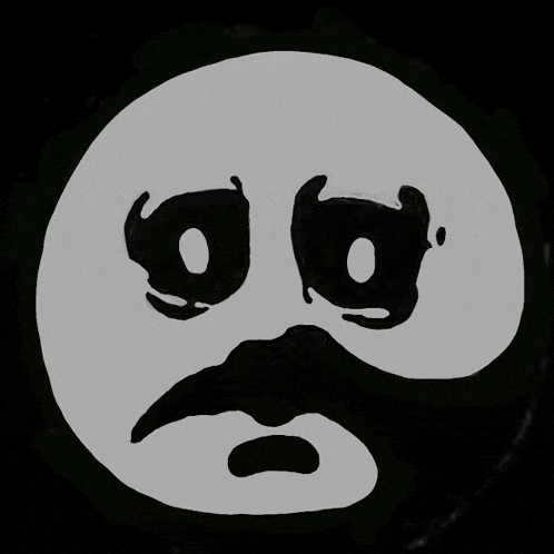 a black and white drawing of a face with a mustache