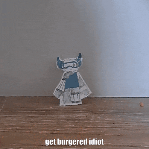 a picture of a bunch of hamburger wrappers with the caption " get burgered idiot "