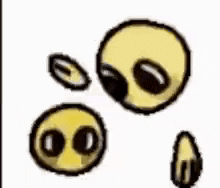 a cartoon drawing of a group of smiley faces with eyes on a white background .