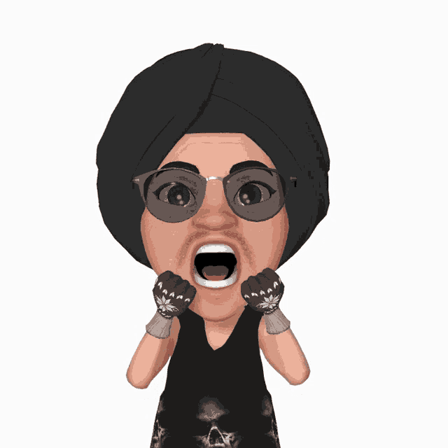a cartoon of a man wearing a black turban and sunglasses