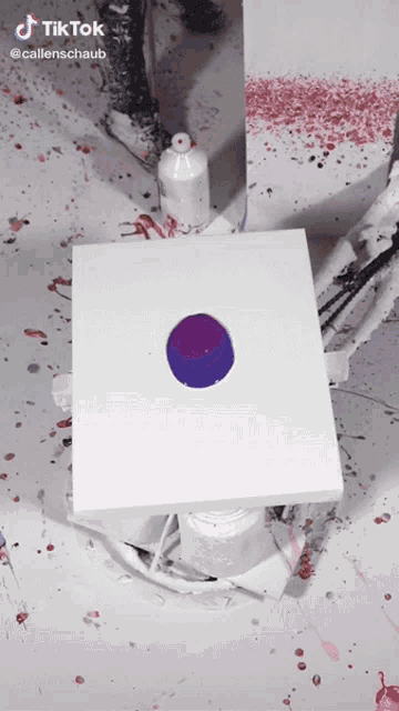 a tiktok video shows a purple circle in the middle of a white square