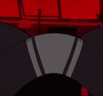 a close up of a person 's face with red eyes and a black hair