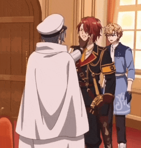 a man in a white cape is standing next to another man