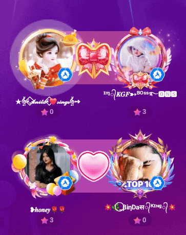 a purple background with a picture of a woman and a picture of a man with the name honey on it