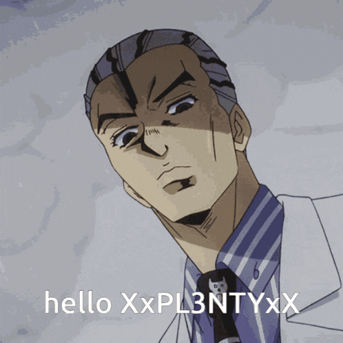 a cartoon of a man with the words hello xxpl3ntyxx