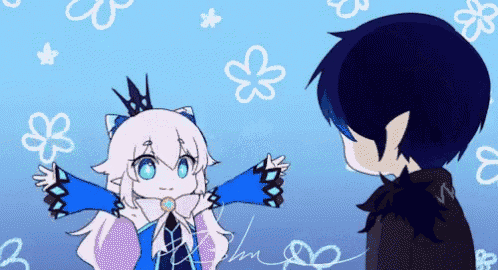 a girl with a crown on her head is standing next to a boy