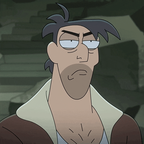 a cartoon of a man with a beard making a silly face