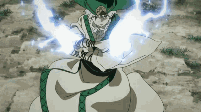 a drawing of a person with a green hat and white pants