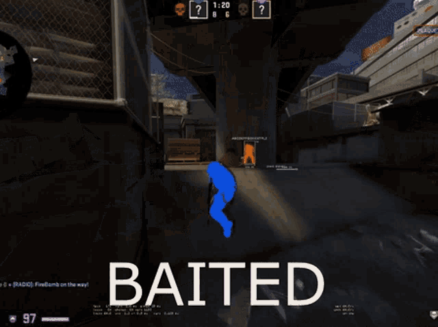 a screen shot of a video game with the word baited on it