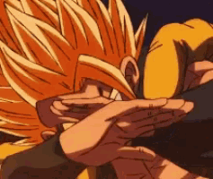 a close up of a cartoon character 's face and hands