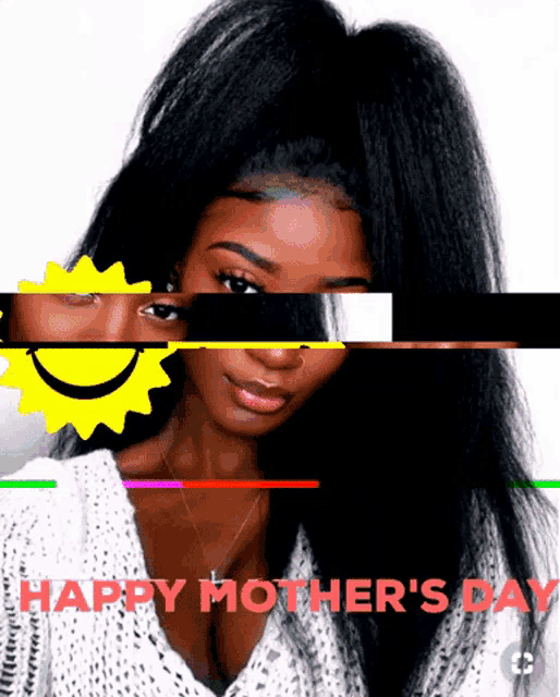 a picture of a woman with the words happy mother 's day in red