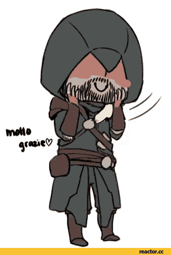 a drawing of a man with a beard says " molto grazie " on it