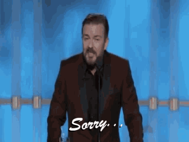Sorry Ricky Gervais GIF - Sorry Ricky Gervais Golden Globe GIFs