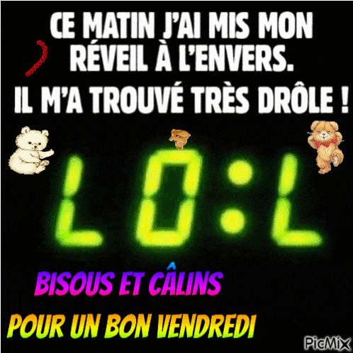 a sign that says ce matin j'ai mis mon reveil a l'envers