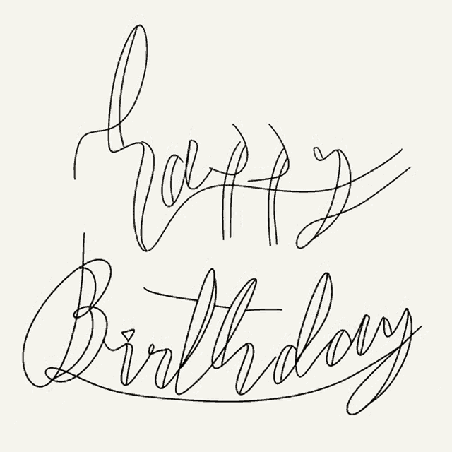 a line drawing of the words happy birthday