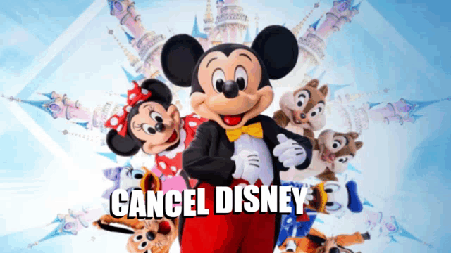 a poster of mickey mouse minnie mouse and chipmunks with the caption cancel disney 3