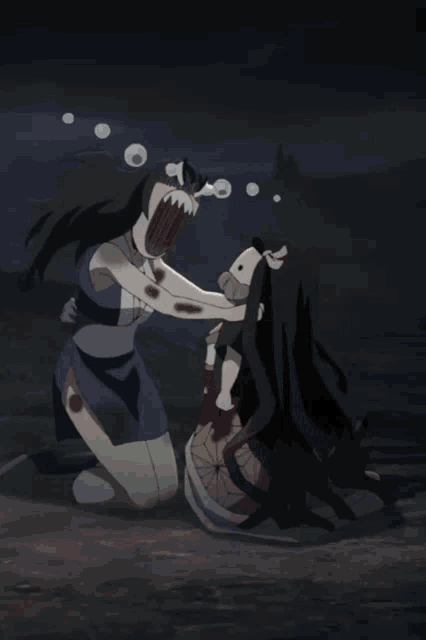 a cartoon of a woman screaming and holding another girl
