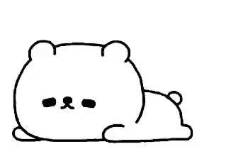 a black and white drawing of a bear laying down on the ground .