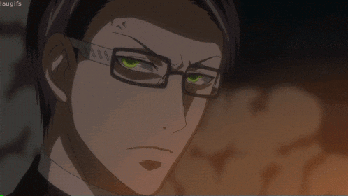a close up of a man 's face with glasses and a laugh gif below it
