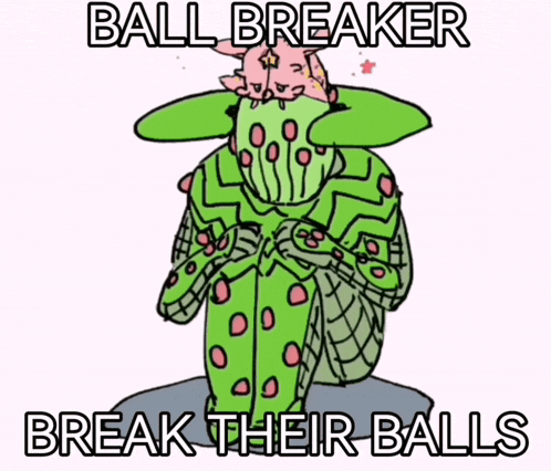 a cartoon of a cactus with the words ball breaker break their balls written on it