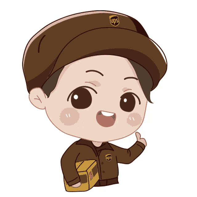 a cartoon drawing of a ups delivery man