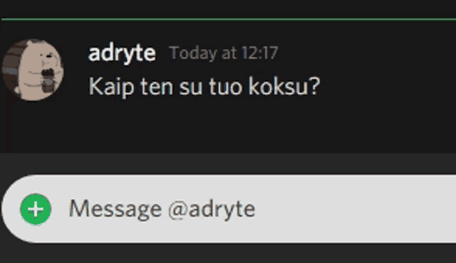 a screenshot of a text message from adryte today at 12:17