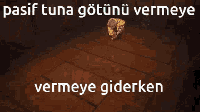 a cartoon drawing of a room with the words " pasif tuna gotunu vermeye vermeye girerken "